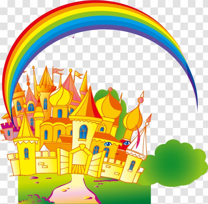 Cartoon Illustration - Child - Rainbow Castle Transparent PNG