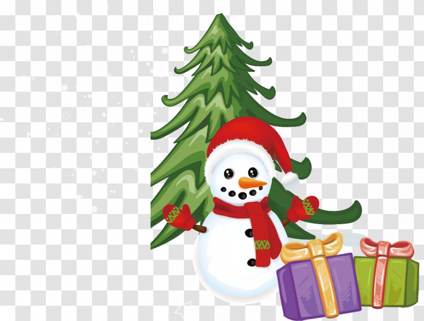 Christmas Tree Santa Claus Candy Cane Snowman - Fictional Character - Winter Trees Poster Material Transparent PNG