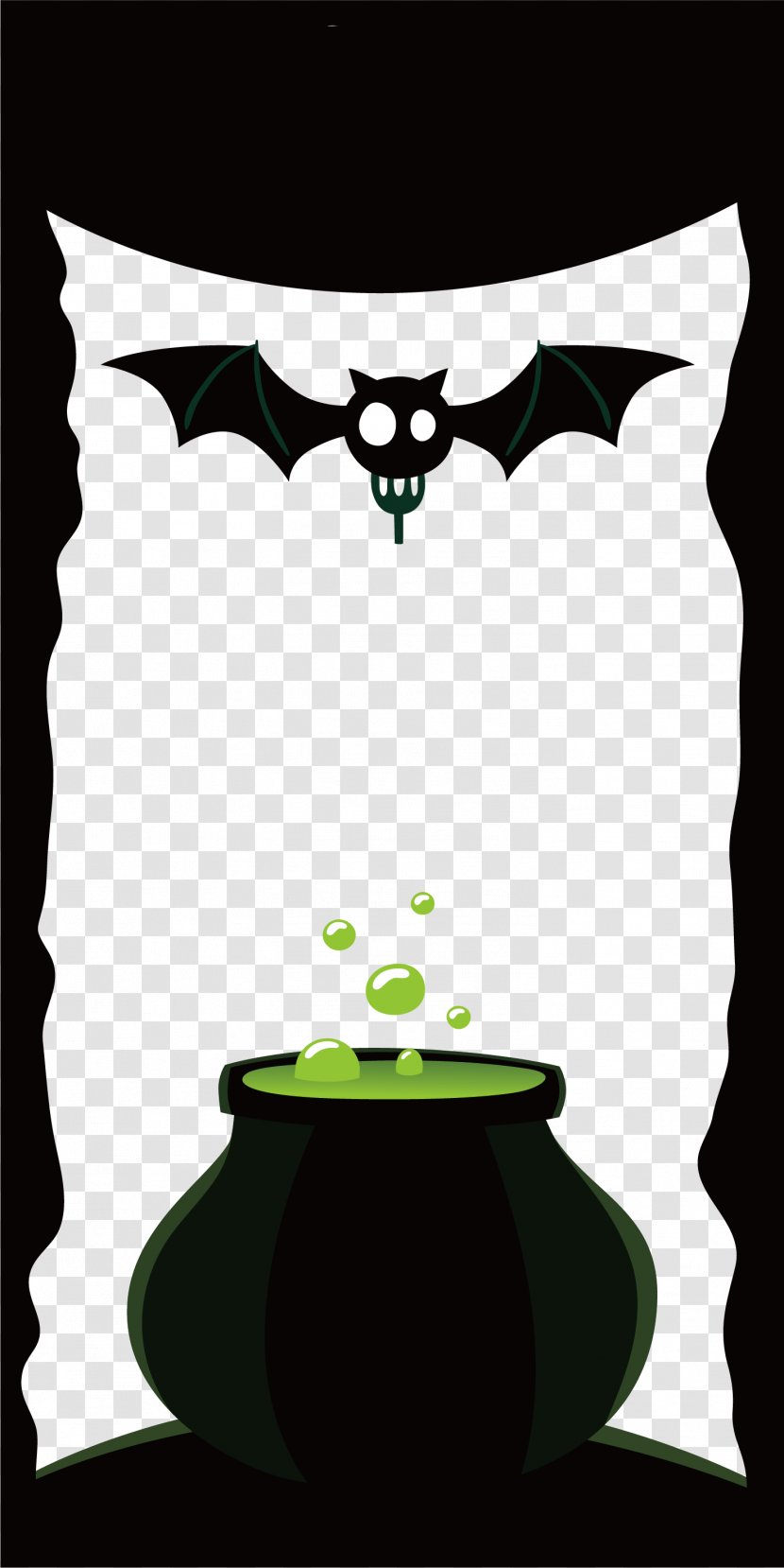 Magic Halloween - Green - Vertical Side Frame Transparent PNG