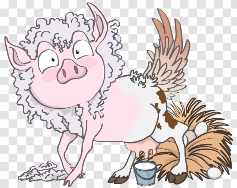 Pig Chicken Cattle Mammal Horse - Cartoon Transparent PNG