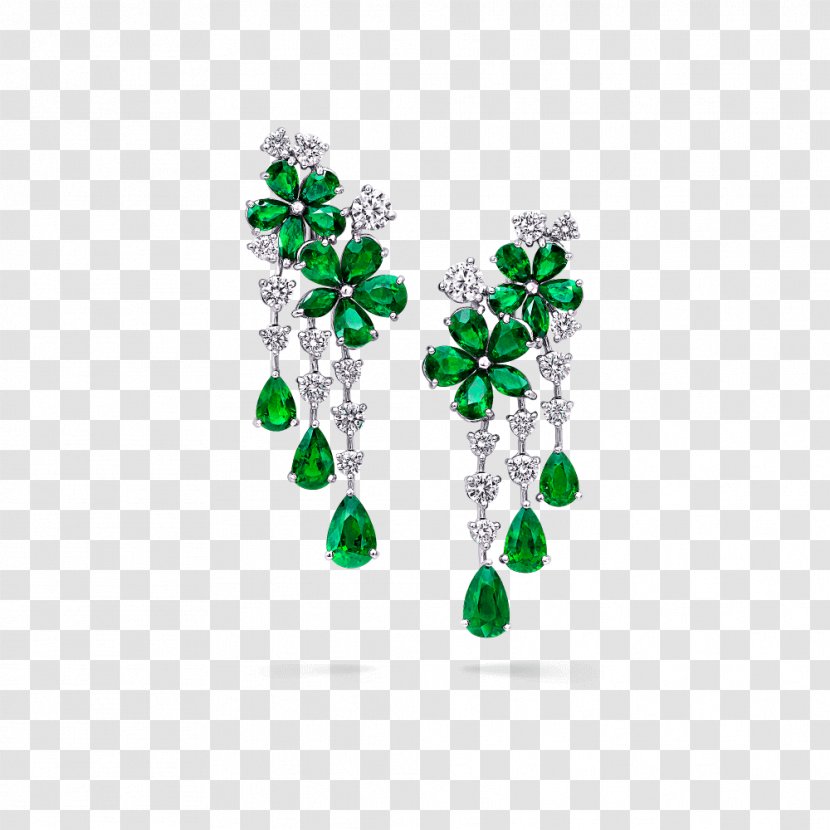 Emerald Earring Graff Diamonds Jewellery - Diamond - Exquisite And Delicate Transparent PNG