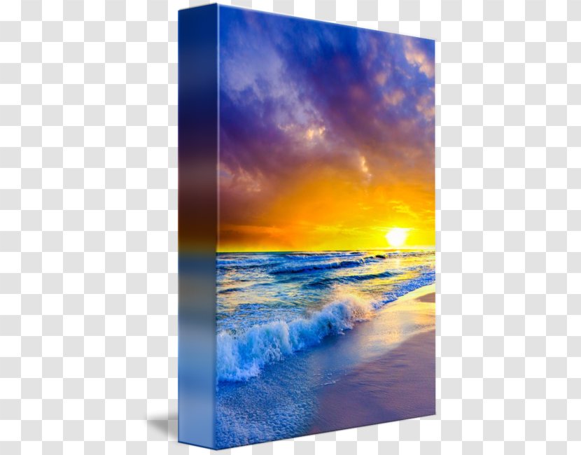 Canvas Sea Shore Painting Sunset - Calm - Beach At Transparent PNG