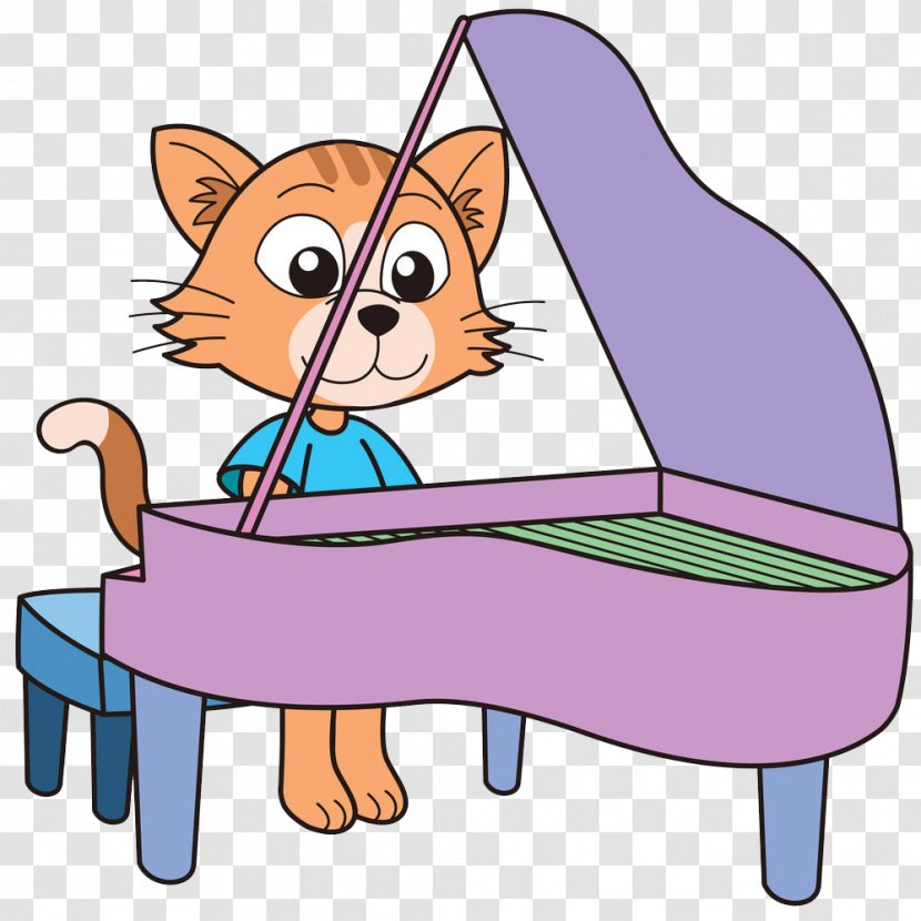 Piano Cartoon Royalty-free Clip Art - Silhouette - Kitty Plays The Transparent PNG