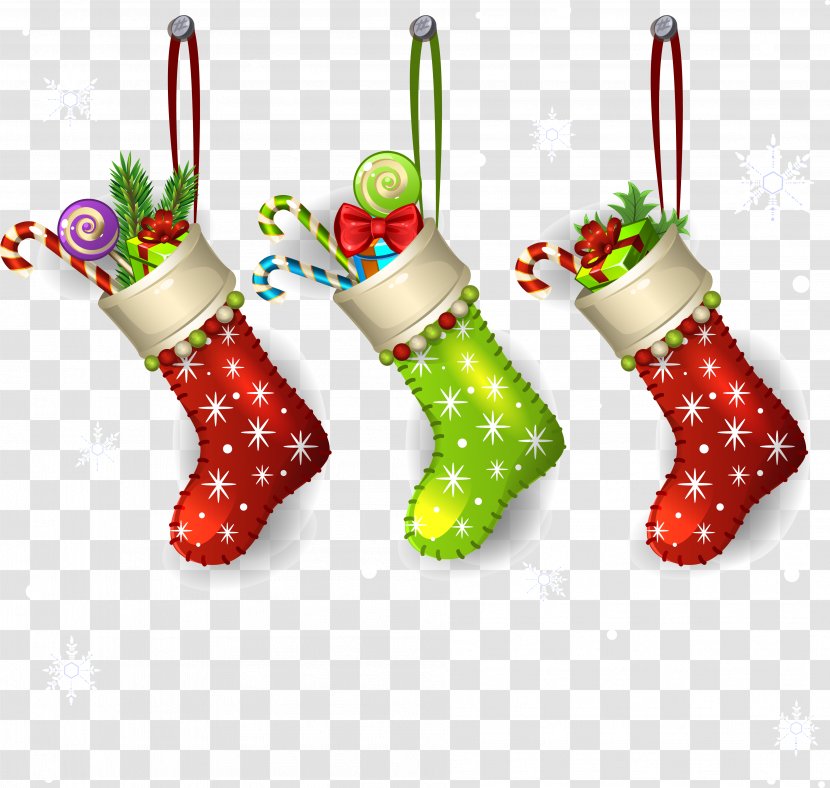 Candy Cane Santa Claus Christmas Ornament - Tree - Socks Transparent PNG