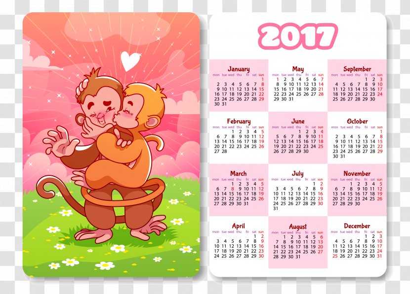 Cartoon Illustration - Computer Graphics - 2017 Calendar Monkey Transparent PNG