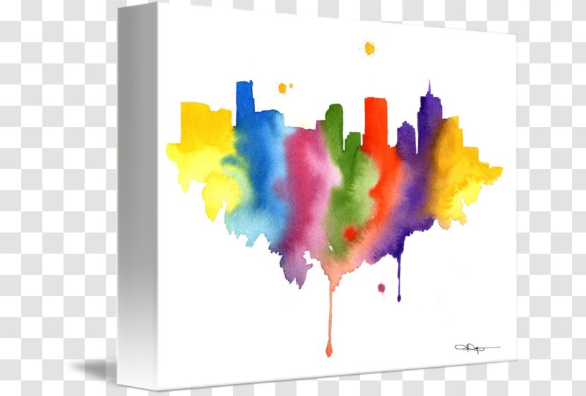 Watercolor Painting Fine Art Skyline Work Of - Oil Reproduction - Cityscape Wall Transparent PNG