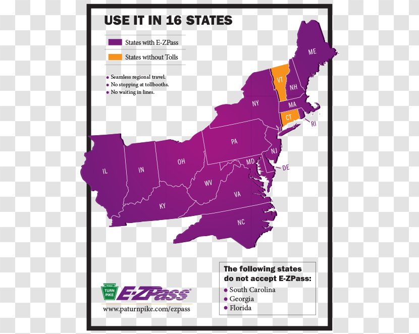 Pennsylvania Turnpike E-ZPass I-Pass Toll Road Map - Coverage - Click Fraud Transparent PNG