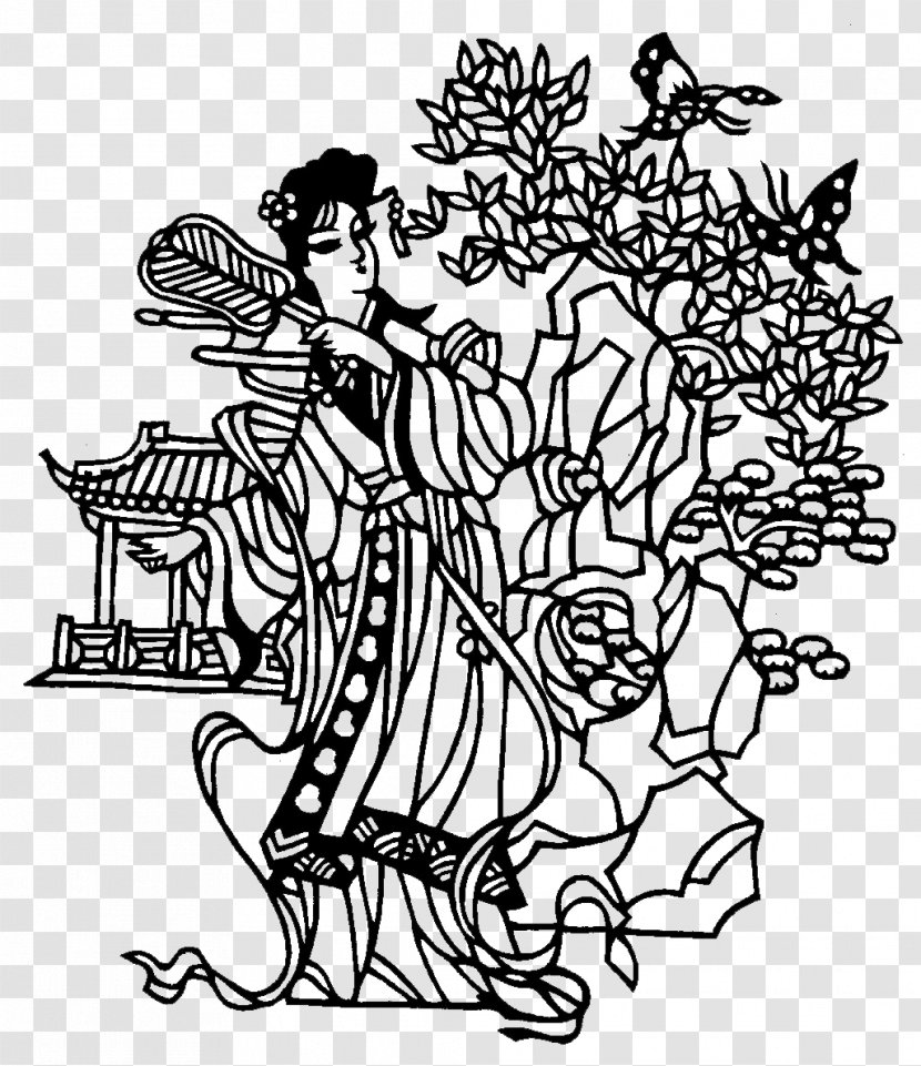 Dream Of The Red Chamber Lin Daiyu China Papercutting - Heart - Chinese Traditional Ancient Ladies Artwork Transparent PNG