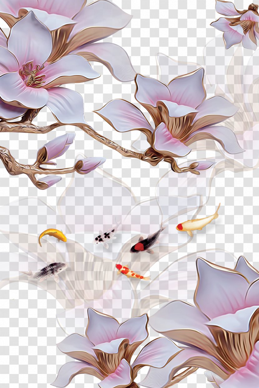 Three-dimensional Space Flower Stereoscopy - 3d Film - 3D Stereoscopic And Jade Carp Transparent PNG