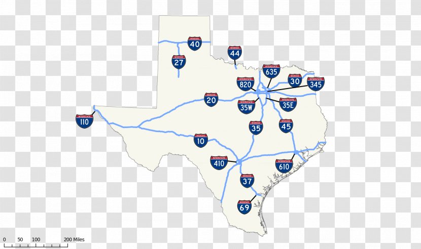 Texas State Highway System US Interstate 10 20 In Map - Road Transparent PNG