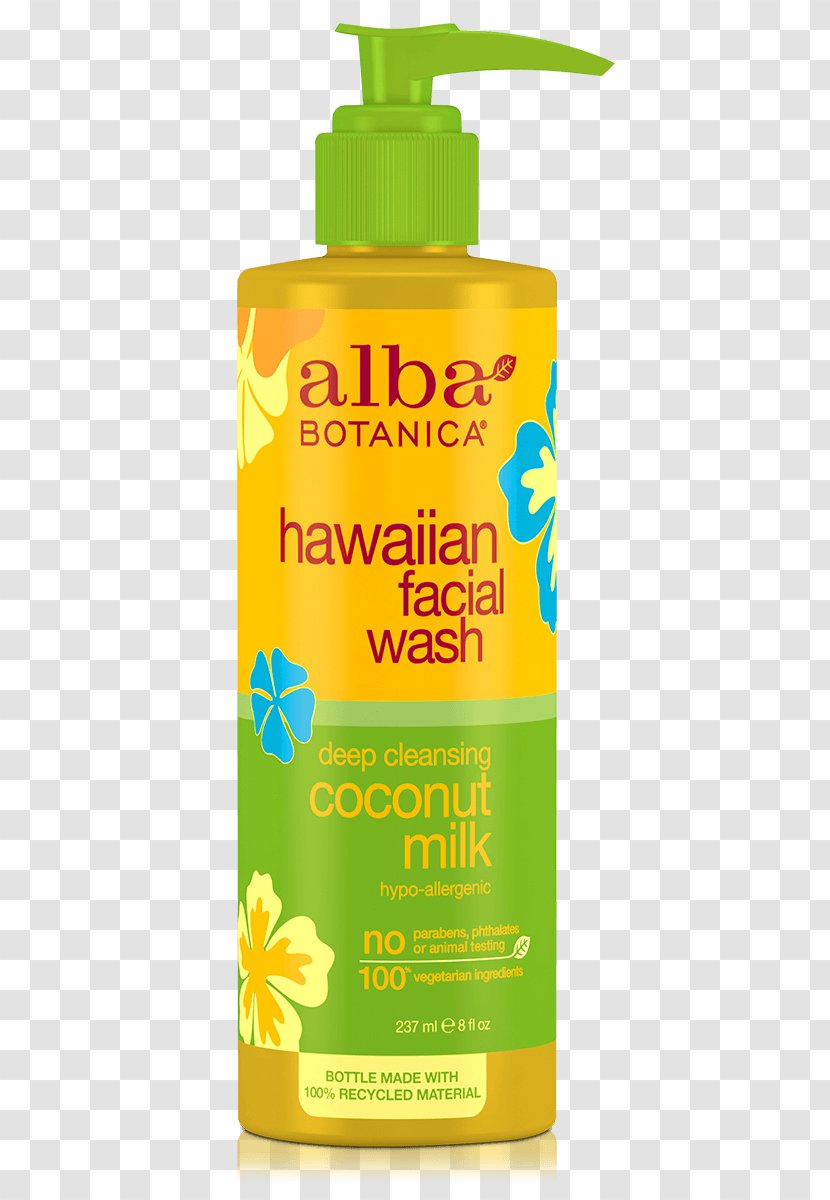 Coconut Milk Alba Botanica Hawaiian Facial Cleanser Wash - Body Transparent PNG