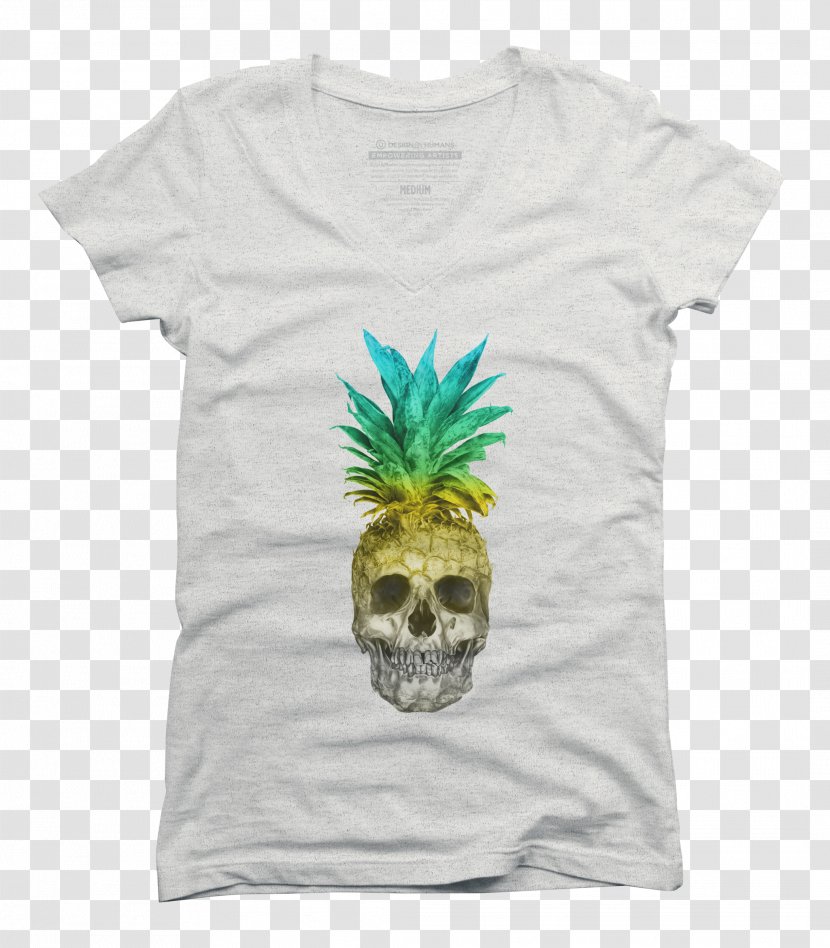 Long-sleeved T-shirt Clothing Green - Skull - Pineapple Transparent PNG
