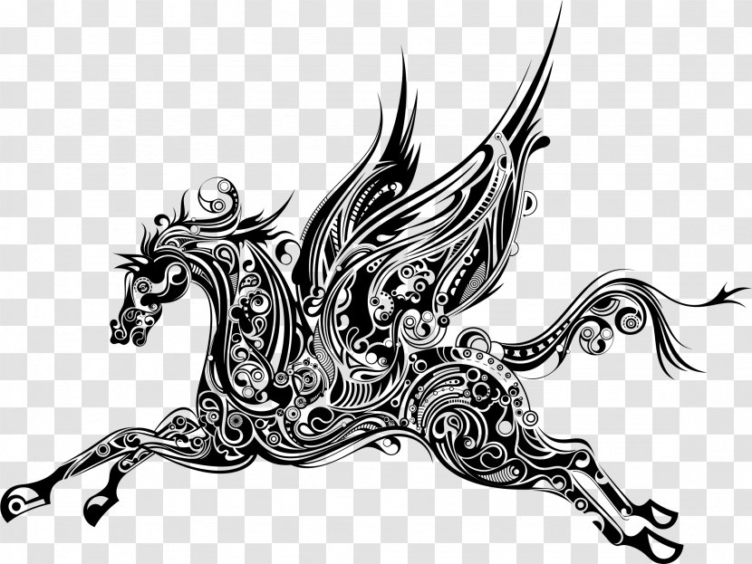 Andalusian Horse Drawing Silhouette Black And White Animal - Art Transparent PNG