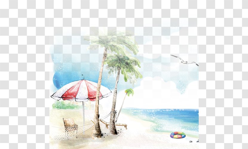 Beach Drawing Seaside Resort - Calm - Background Transparent PNG