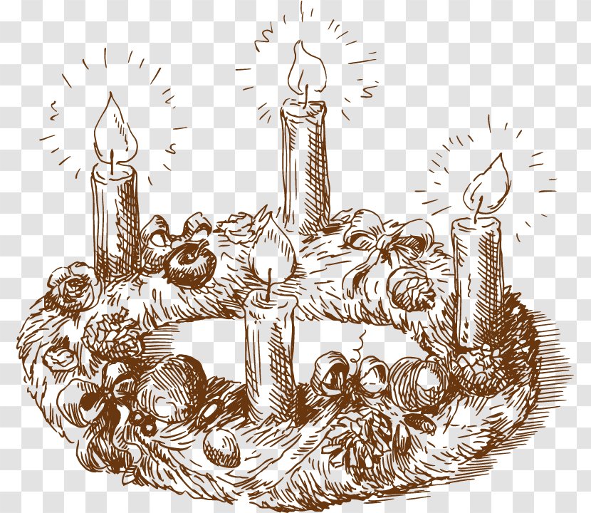 Drawing Clip Art - Christmas - Candle Wreath Vector Material Transparent PNG