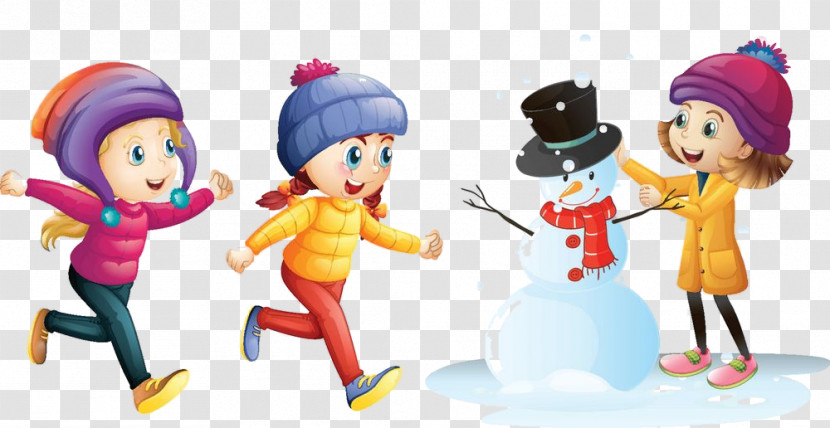 Cartoon Toy Playing In The Snow Animation Doll Transparent PNG