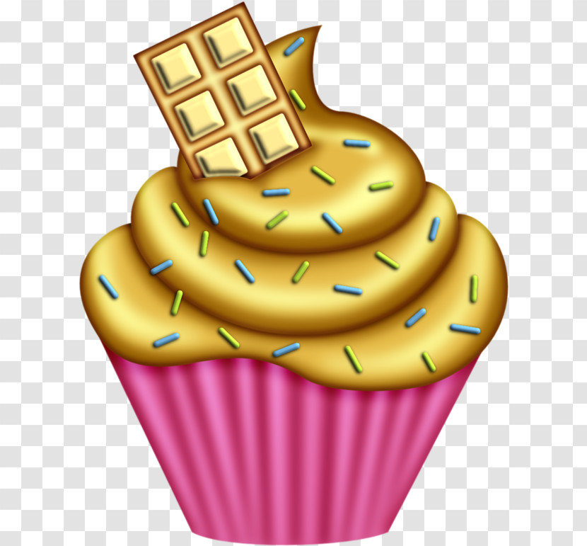 Cupcake Baking Cup Yellow Icing Food Transparent PNG