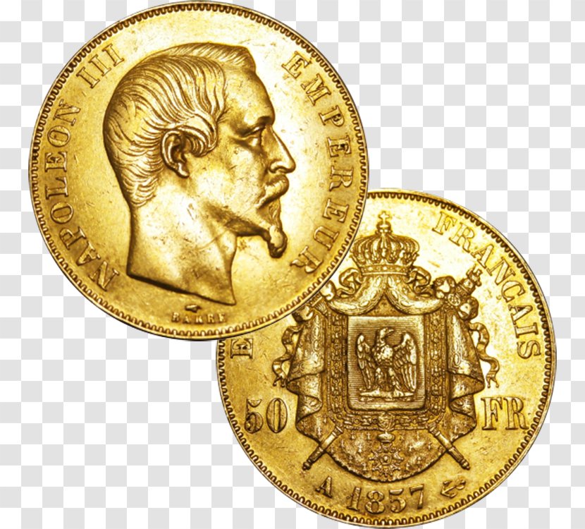 Gold Franc Napoléon Medal - Coin Transparent PNG