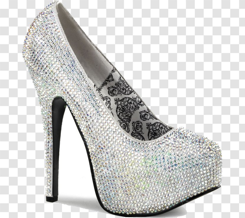 High-heeled Shoe Court Imitation Gemstones & Rhinestones Clothing - Pleaser Usa Inc - Silver Transparent PNG