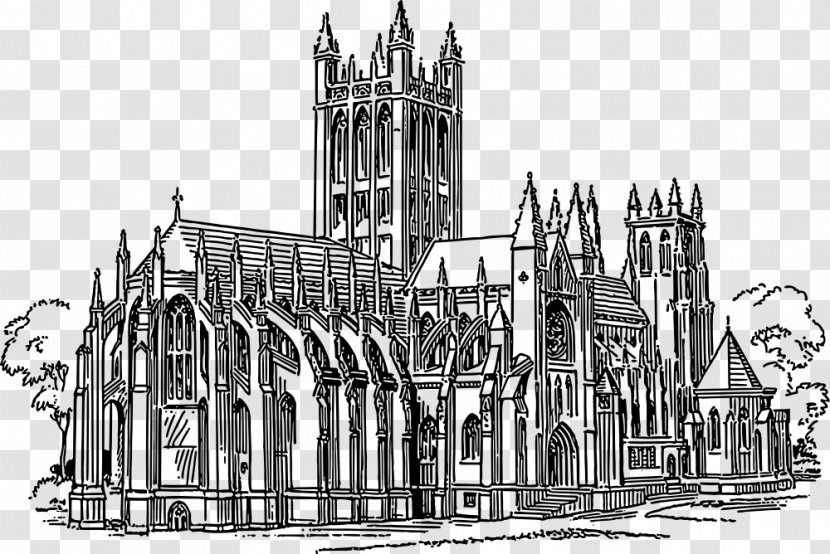 Church Architecture Gothic Art - Black And White Transparent PNG
