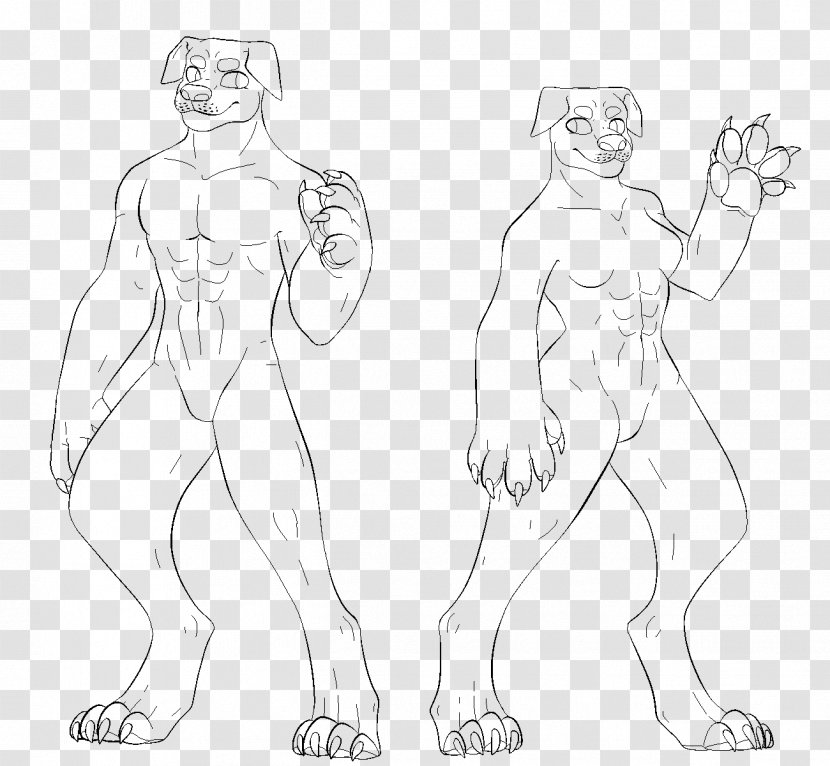 Homo Sapiens Rottweiler Pit Bull Line Art Sketch - Tree - Furry Base Free Transparent PNG