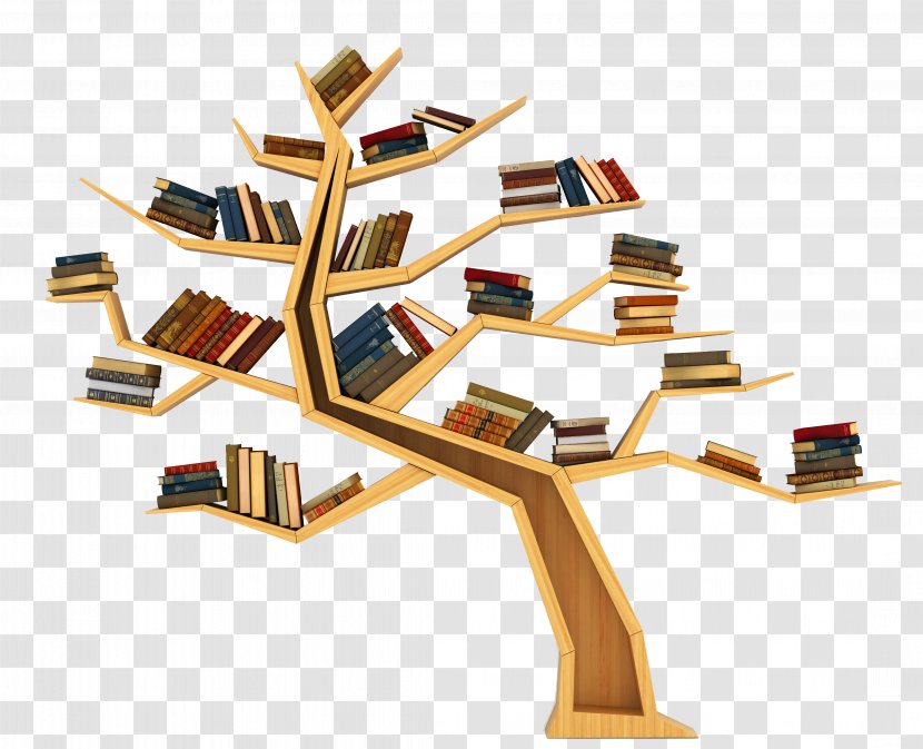 Bookcase Illustration - Knowledge - Tree Bookshelf Transparent PNG
