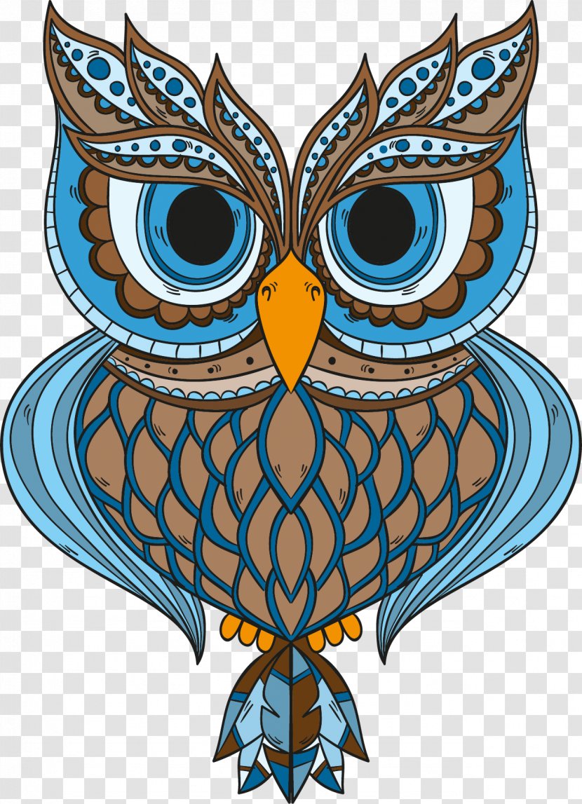 Owl Drawing Art Vintage Clothing - Feather - Blue Transparent PNG