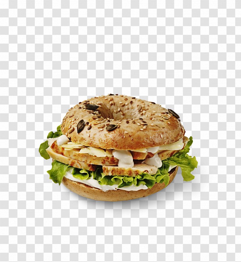 Cheeseburger Breakfast Sandwich Salmon Burger Bagel Caesar Salad - Cream Cheese Transparent PNG