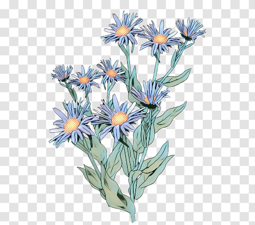 Pop Art Retro Vintage - Herbaceous Plant - Sea Aster Perennial Transparent PNG