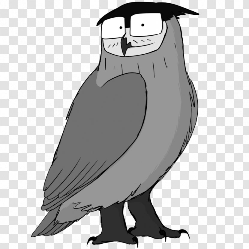Owl Beak Cartoon Neck Character - Black And White Transparent PNG