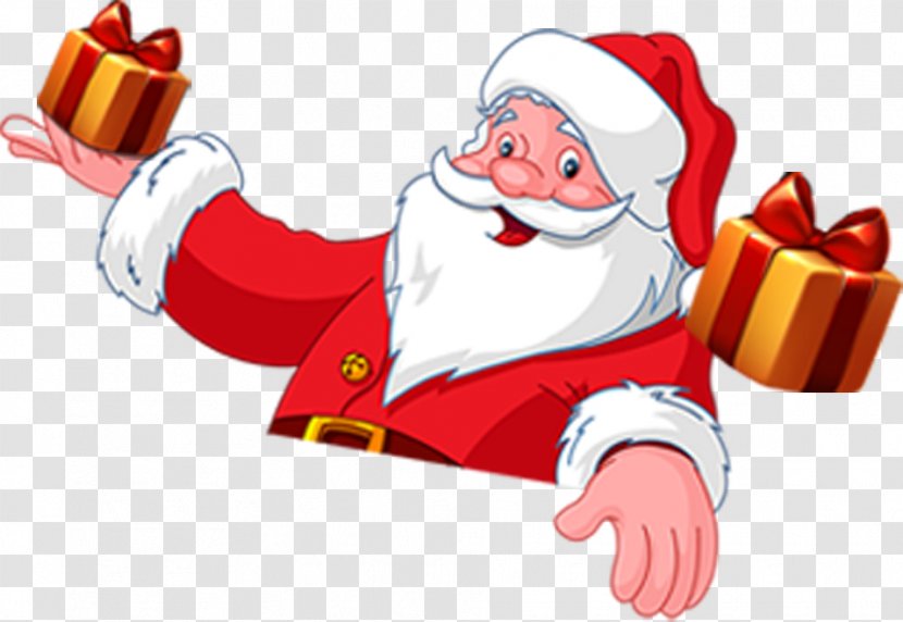 Santa Claus Christmas Clip Art - Gift - White-bearded Cartoon Creative Transparent PNG