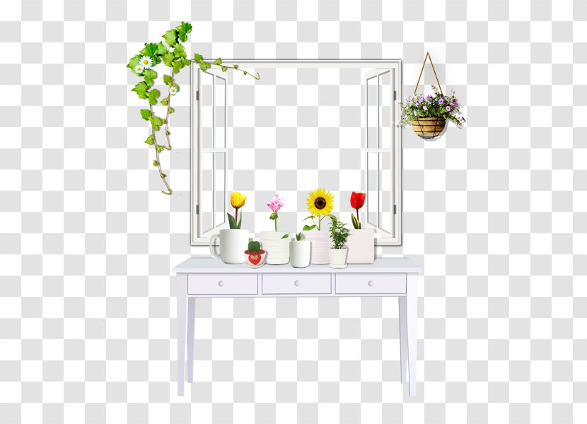 Window Table Flowerpot - Pot On The Windowsill Transparent PNG
