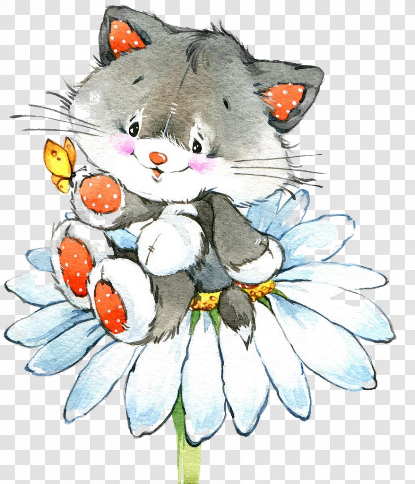 White Cat Cartoon Whiskers Plant Transparent PNG