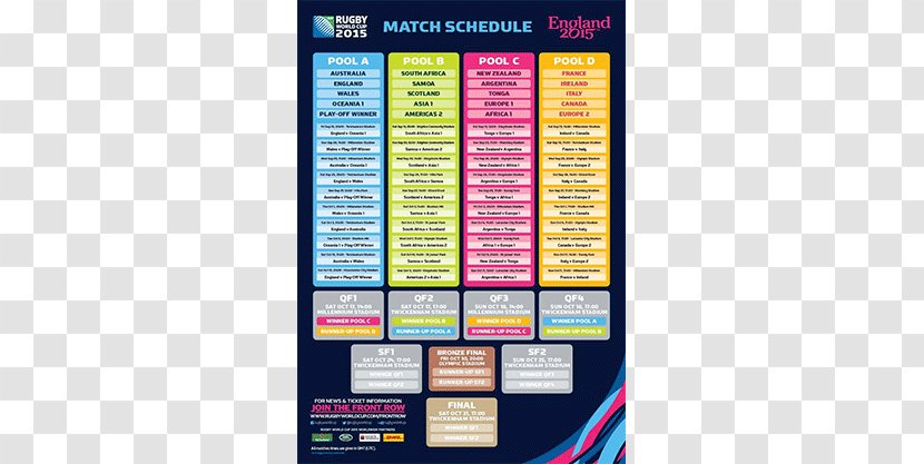 2015 Rugby World Cup Union Sport - Advertising - Schedule Transparent PNG