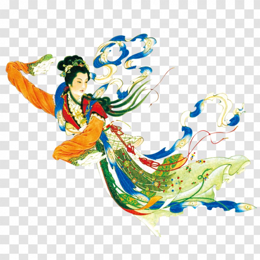 Mid-Autumn Festival Clip Art - Traditional Chinese Holidays - Fairy Chang E Chasing The Moon God Transparent PNG