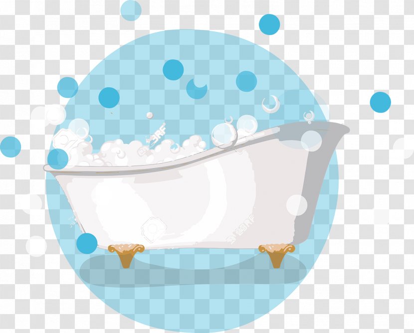 Bathtub Euclidean Vector - Aqua - Cute Hand-painted Transparent PNG