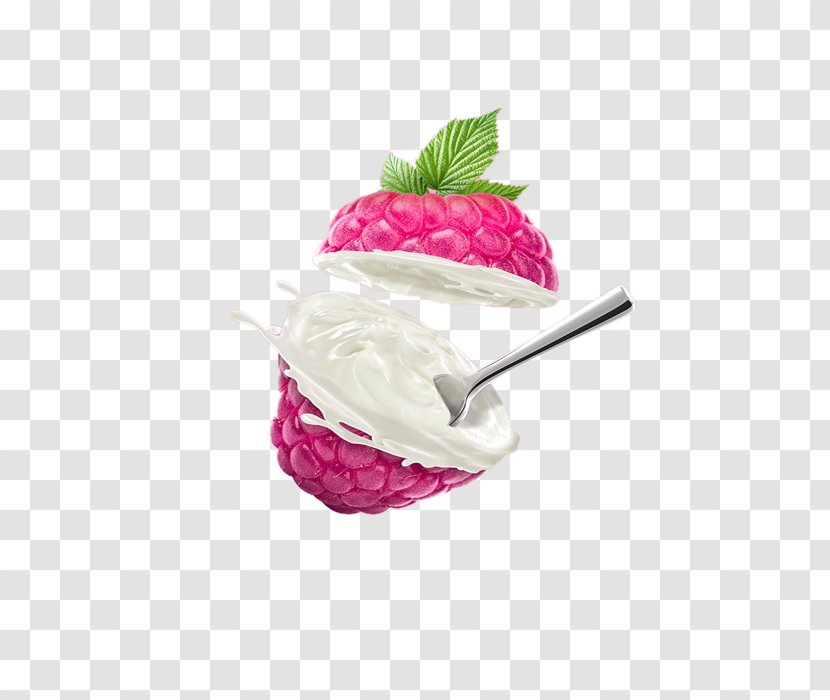 Milk Raspberry Sundae - Fruit - Raspberries Transparent PNG