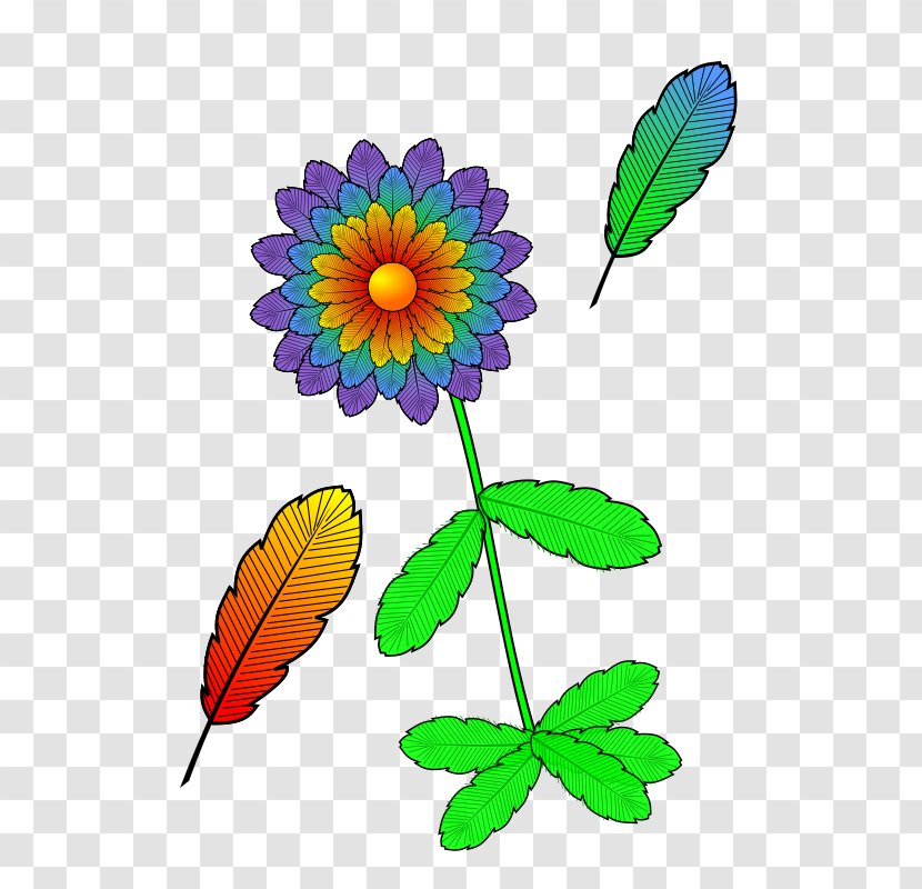 Art Clip - Artwork - Flowers And Feathers Transparent PNG