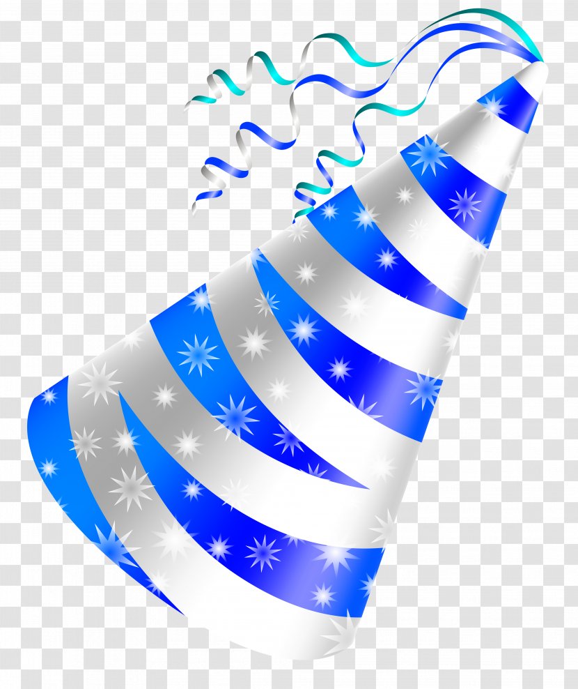 Birthday Cake Party Hat Clip Art - White And Blue Clipart Image Transparent PNG