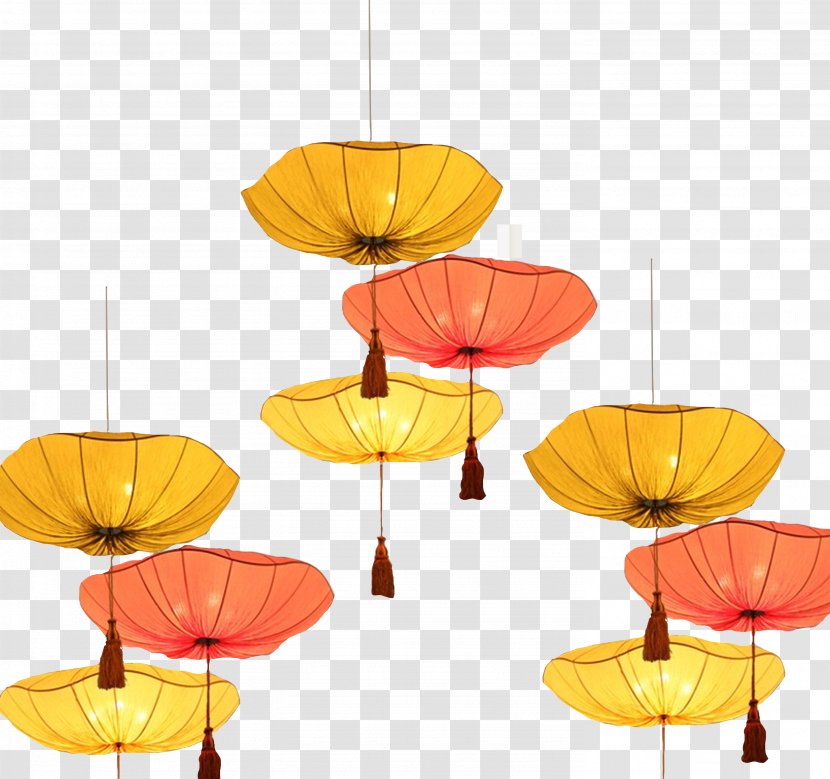 Mid-Autumn Lotus Lamp - Yellow Transparent PNG