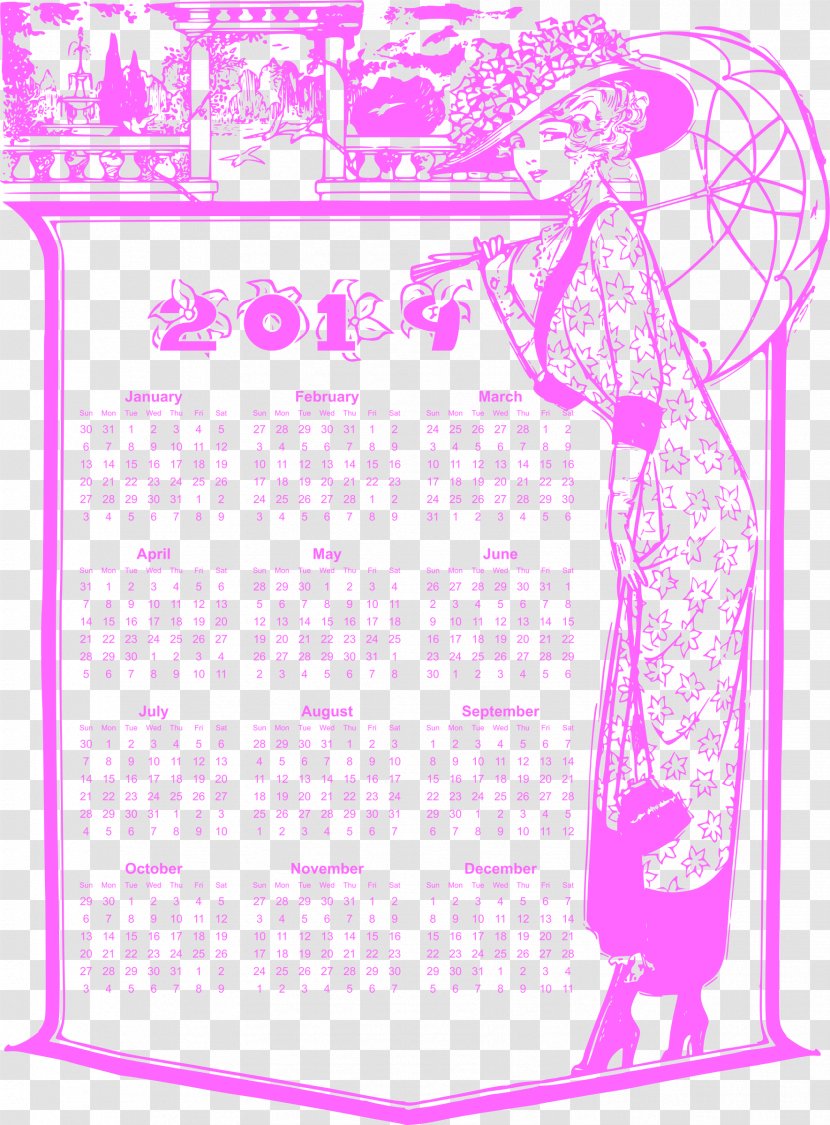 2019 Calendar With Holidays Printable Free In Brel - Area - Ballet Transparent PNG
