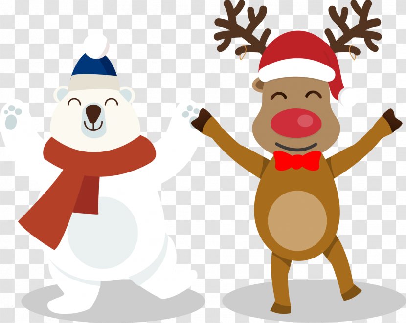 Rudolph Santa Claus Reindeer Christmas - Silhouette - Vector Snow Bear Transparent PNG