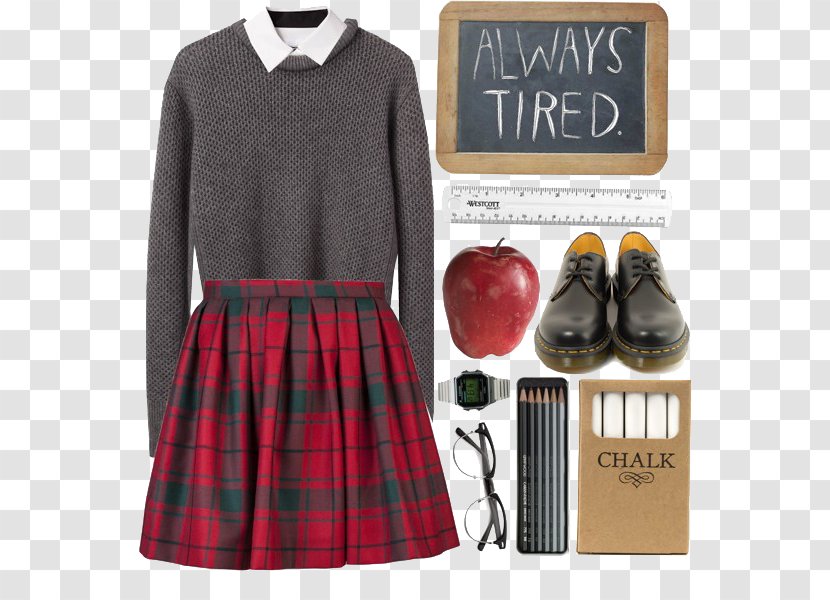 Fashion Tartan Preppy Clothing School - Women With Casual Transparent PNG