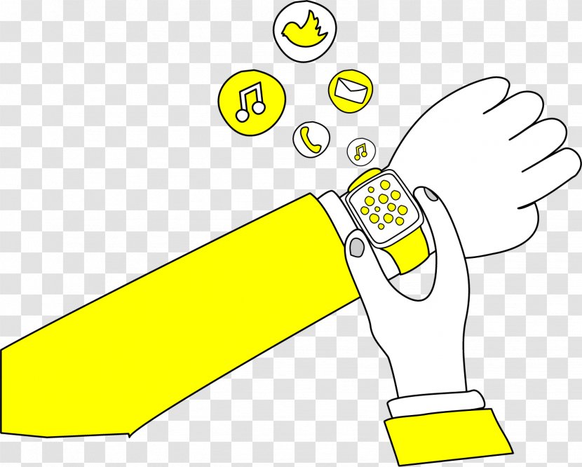 Line Finger Clip Art - Yellow - Applewatch Transparent PNG