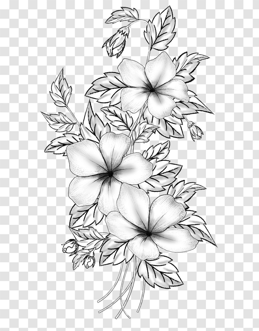 Floral Design Cut Flowers Drawing Branch /m/02csf - Flower - Monochrome Photography Transparent PNG