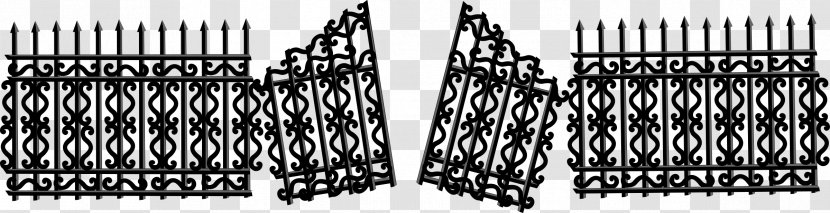 Picket Fence Gate Clip Art - Black And White - Broken Transparent PNG