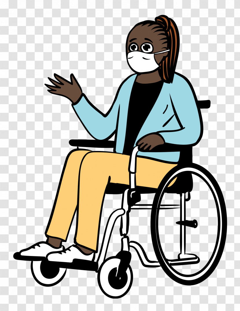 Woman Wheelchair Medical Mask Transparent PNG