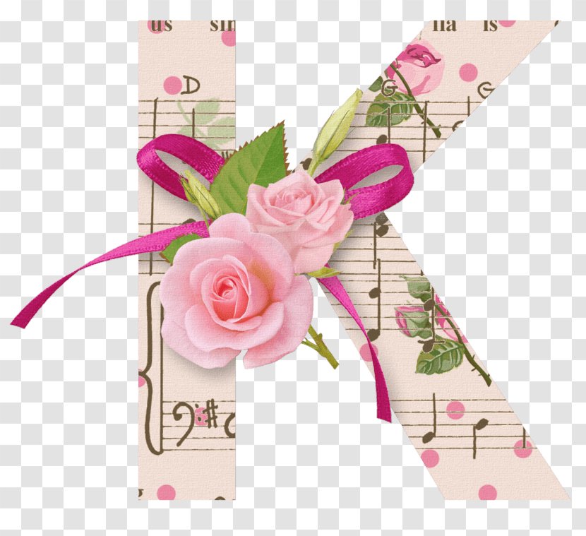 Floral Design Art Letter Garden Roses - Rose - Albhabet Ribbon Transparent PNG