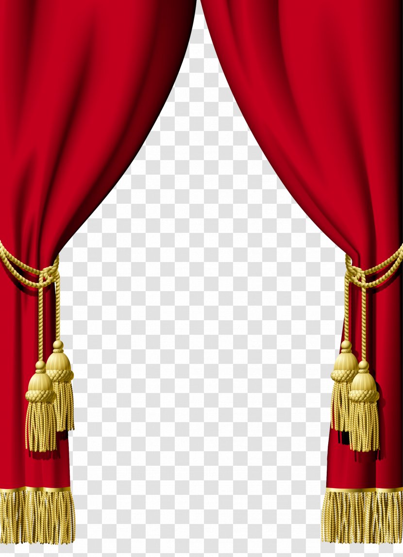 Curtain Interior Design Services Clip Art - Red Curtains Transparent PNG