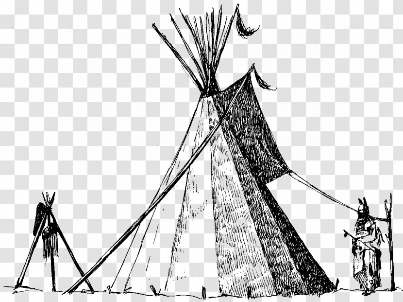 Tipi Native Americans In The United States Tent Plains Indians Drawing - Line Art Transparent PNG